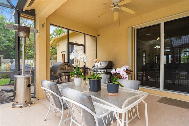 1456 SW Del Rio Blvd, Port Saint Lucie, FL 34953 - view of patio / terrace with a ceiling fan, a grill, and outdoor dining area