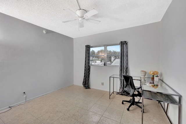 600 Pine Dr Unit 104, Pompano Beach, FL 33060 - office space featuring a textured ceiling, a ceiling fan, and tile patterned flooring