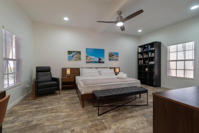 616 Claremore Dr Unit 1, 2, 3, West Palm Beach, FL 33401 - bedroom with multiple windows, wood finished floors, baseboards, recessed lighting, and a ceiling fan