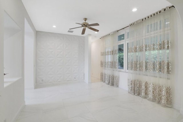 6164 C Durham Dr, Lake Worth, FL 33467 - empty room with a ceiling fan and recessed lighting