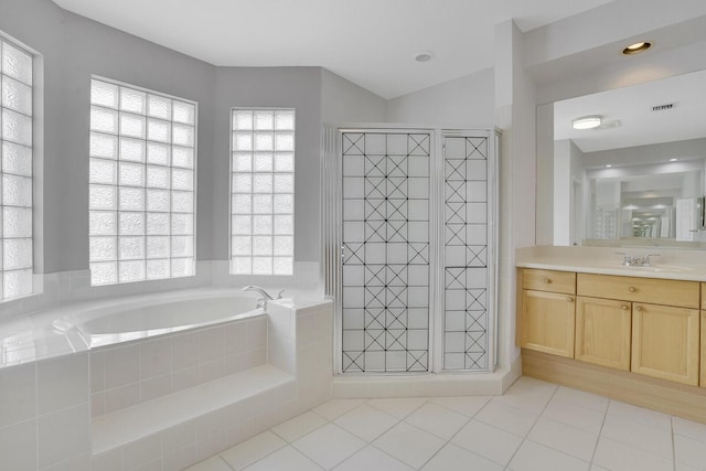 6164 C Durham Dr, Lake Worth, FL 33467 - full bath featuring a stall shower, vanity, a bath, and plenty of natural light