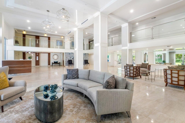 875 E Camino Real Unit 3E, Boca Raton, FL 33432 - community lobby with a towering ceiling and recessed lighting