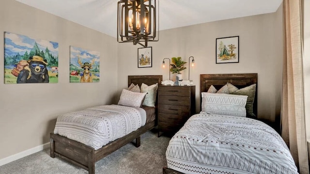 1681 Whistlegrass Ln, Loxahatchee, FL 33470 - carpeted bedroom with a chandelier and baseboards