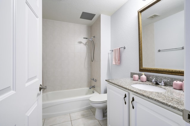 370 Golfview Rd Unit 103, North Palm Beach, FL 33408 - bathroom with vanity, shower / washtub combination, tile patterned floors, and a textured ceiling
