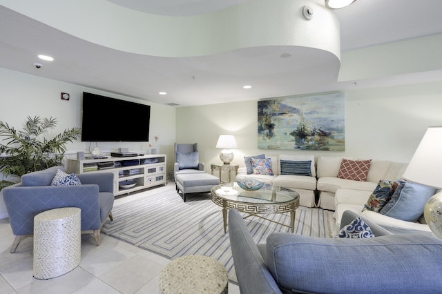 370 Golfview Rd Unit 103, North Palm Beach, FL 33408 - living room with recessed lighting and light tile patterned flooring