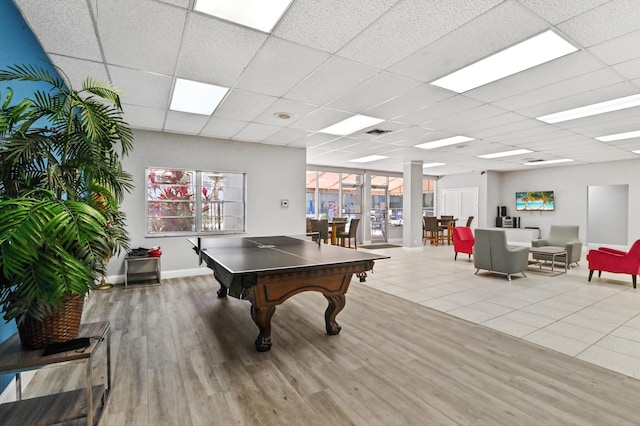 2860 SW 22nd Ave Unit 4170, Delray Beach, FL 33445 - playroom featuring pool table, a drop ceiling, and wood finished floors