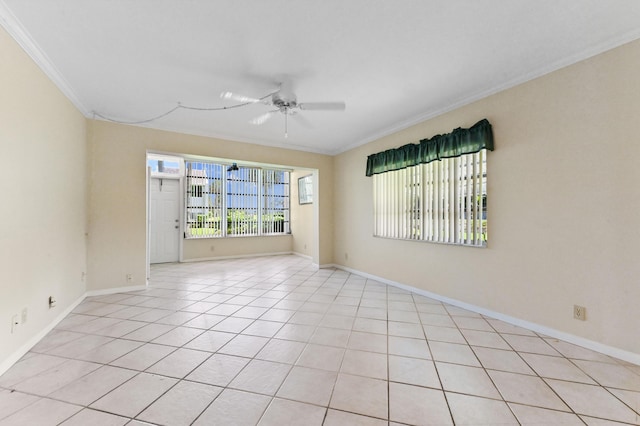 2860 SW 22nd Ave Unit 4170, Delray Beach, FL 33445 - empty room with crown molding, a ceiling fan, and light tile patterned flooring