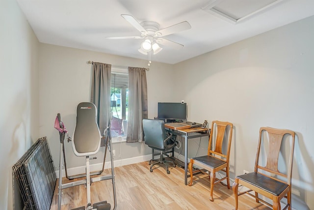 4641 Wadita Ka Way, West Palm Beach, FL 33417 - office with wood finished floors, attic access, a ceiling fan, and baseboards