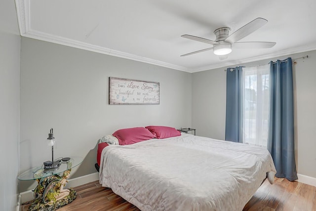 4641 Wadita Ka Way, West Palm Beach, FL 33417 - bedroom featuring ornamental molding, wood finished floors, baseboards, and ceiling fan