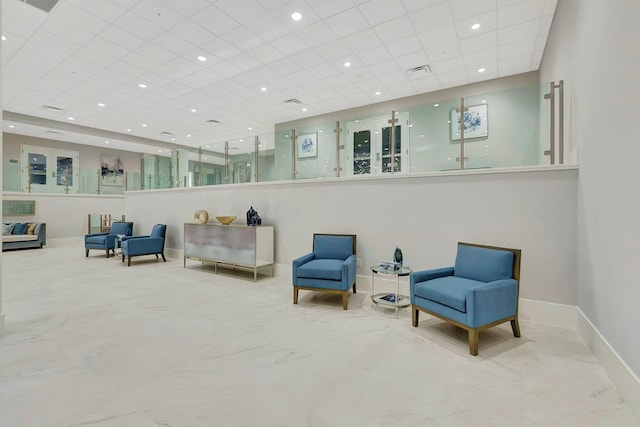 6112 Huntwick Ter Unit 106, Delray Beach, FL 33484 - living area featuring a drop ceiling and recessed lighting