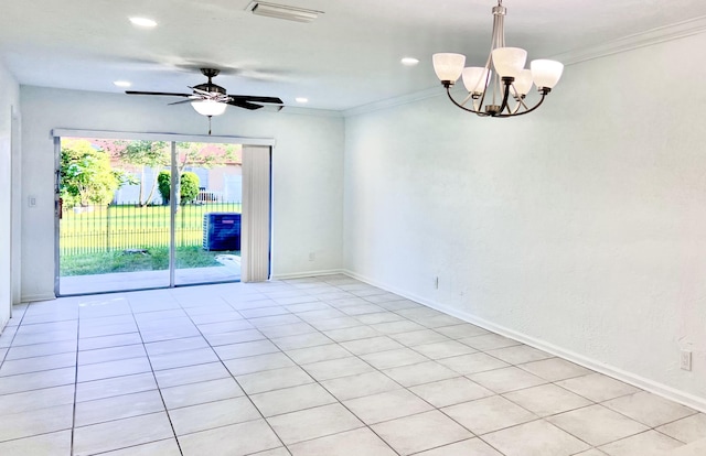 1430 SW 25th Way Unit B, Boynton Beach, FL 33426 - unfurnished room featuring a chandelier, ornamental molding, recessed lighting, and ceiling fan