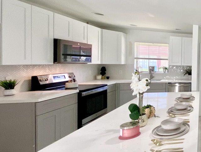 1430 SW 25th Way Unit B, Boynton Beach, FL 33426 - kitchen featuring appliances with stainless steel finishes, tasteful backsplash, and white cabinets