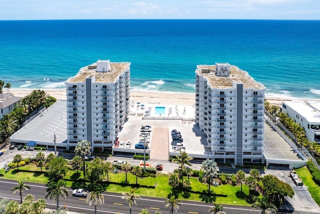 4505 S Ocean Blvd Unit 907, Highland Beach, FL 33487 - drone / aerial view of waterfront with a beach and apartment complex