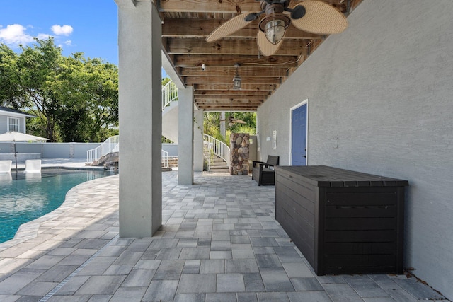 2130 W Boothe Dr, Fort Pierce, FL 34982 - view of patio with stairway and ceiling fan
