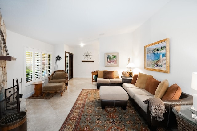 2413 NW 26th St, Boca Raton, FL 33431 - living room featuring baseboards and light tile patterned floors