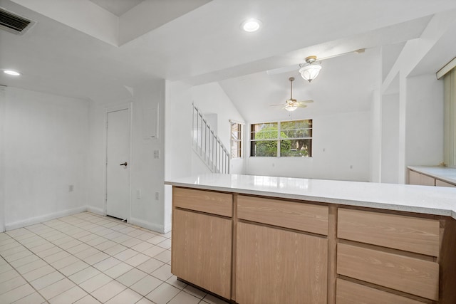 8111 Northboro Ct Unit 11B, Lake Clarke Shores, FL 33406 - kitchen featuring light countertops, ceiling fan, recessed lighting, baseboards, and light tile patterned floors