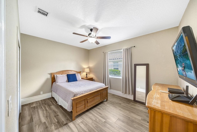 21480 Halstead Dr, Boca Raton, FL 33428 - bedroom featuring light wood finished floors, a ceiling fan, and a textured ceiling