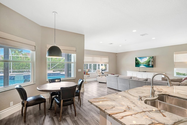 21480 Halstead Dr, Boca Raton, FL 33428 - dining space featuring light wood finished floors and recessed lighting