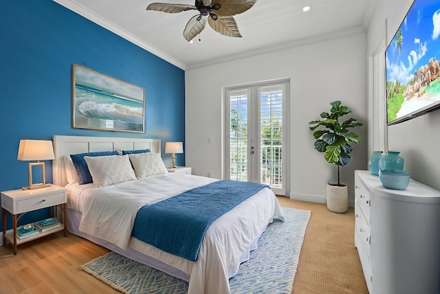 1579 Bow Line Rd, Fort Pierce, FL 34949 - bedroom featuring access to exterior, crown molding, and ceiling fan