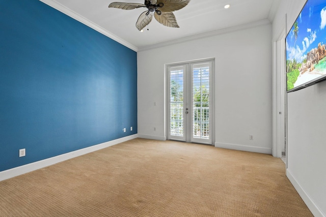 1579 Bow Line Rd, Fort Pierce, FL 34949 - unfurnished room with crown molding, ceiling fan, and light carpet