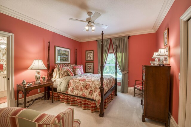 7656 Steeplechase Dr, Palm Beach Gardens, FL 33418 - carpeted bedroom featuring ornamental molding, baseboards, and a ceiling fan