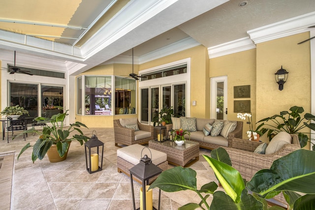 7656 Steeplechase Dr, Palm Beach Gardens, FL 33418 - view of patio with a ceiling fan and outdoor lounge area