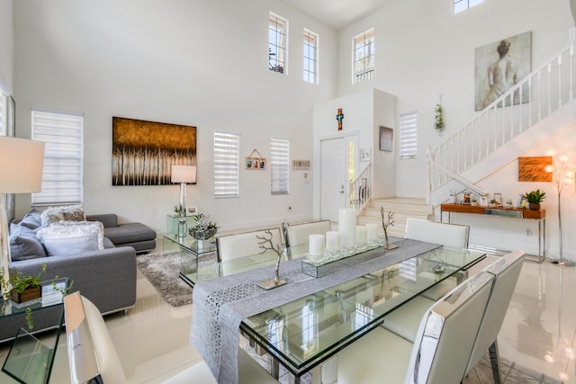 1522 Carafe Ct, Palm Beach Gardens, FL 33410 - dining area with a towering ceiling and stairs