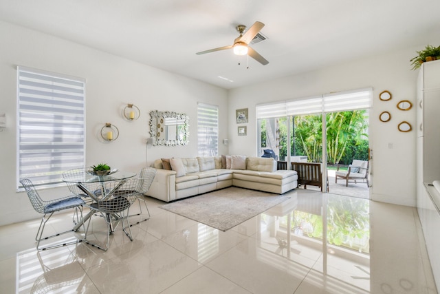 1522 Carafe Ct, Palm Beach Gardens, FL 33410 - living area featuring ceiling fan and light tile patterned floors