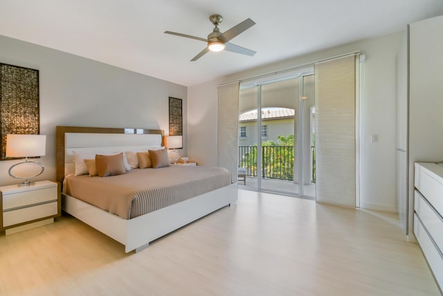 1522 Carafe Ct, Palm Beach Gardens, FL 33410 - bedroom with light wood-type flooring, access to outside, a ceiling fan, and baseboards