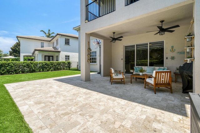 1522 Carafe Ct, Palm Beach Gardens, FL 33410 - view of patio / terrace with a ceiling fan and outdoor lounge area