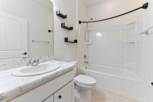 6700 NW Omega Rd, Port Saint Lucie, FL 34983 - bathroom with vanity, toilet, shower / bath combination, and tile patterned floors
