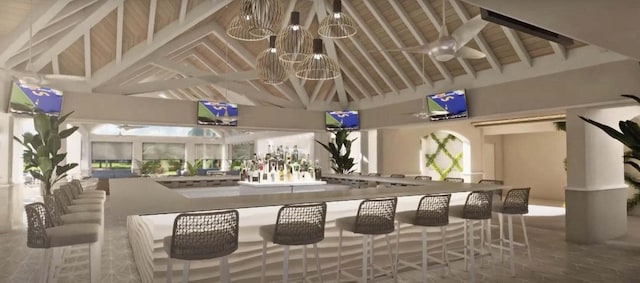 6357 Graycliff Dr Unit C, Boca Raton, FL 33496 - building lobby featuring high vaulted ceiling and beamed ceiling