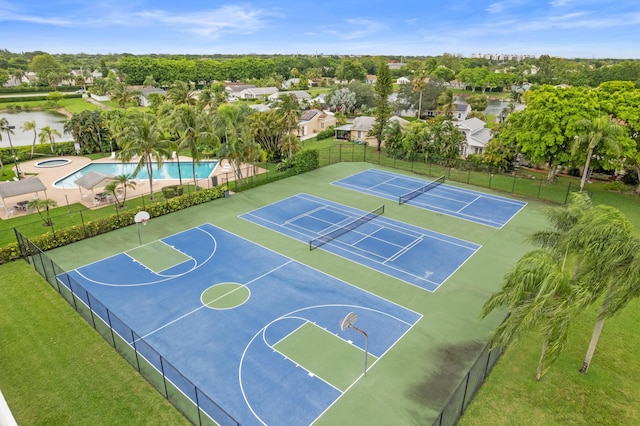 23444 Shetland Run, Boca Raton, FL 33433 - view of sport court featuring a water view and a tennis court