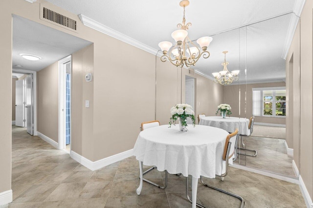 1012 Circle Ter E Unit A, Delray Beach, FL 33445 - dining space featuring a chandelier, crown molding, and baseboards
