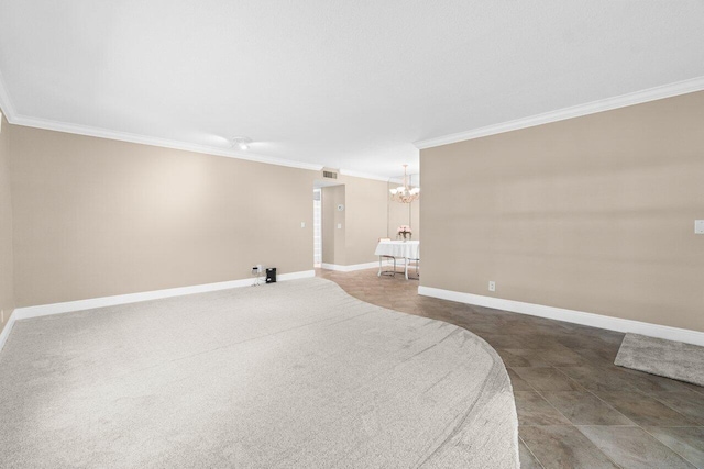 1012 Circle Ter E Unit A, Delray Beach, FL 33445 - basement featuring a chandelier, ornamental molding, and baseboards