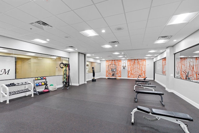 189 Prescott J 189, Deerfield Beach, FL 33442 - gym with baseboards and a paneled ceiling