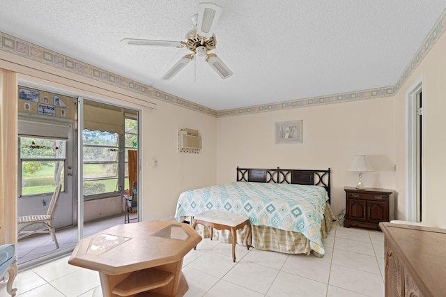 189 Prescott J 189, Deerfield Beach, FL 33442 - bedroom with a textured ceiling, access to outside, light tile patterned floors, and a ceiling fan
