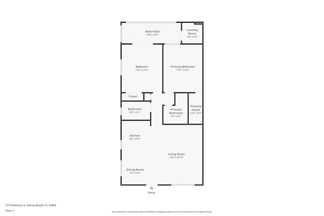 213 Piedmont E, Delray Beach, FL 33484 - floor plan / room layout