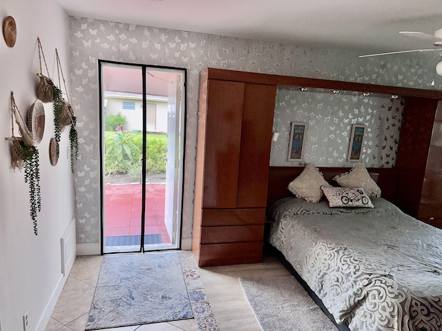 1232 W Club Dr W Unit D, Delray Beach, FL 33445 - bedroom with wallpapered walls and access to exterior