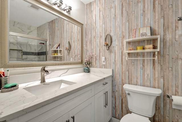 1232 W Club Dr W Unit D, Delray Beach, FL 33445 - full bath featuring vanity, a marble finish shower, and toilet