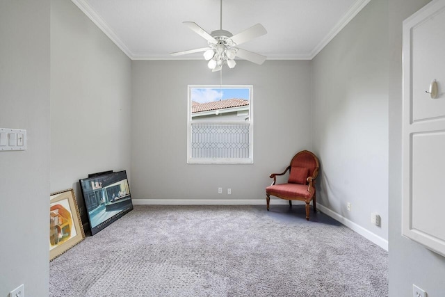 8351 Mastic Cay, West Palm Beach, FL 33411 - unfurnished room featuring ornamental molding, carpet floors, a ceiling fan, and baseboards