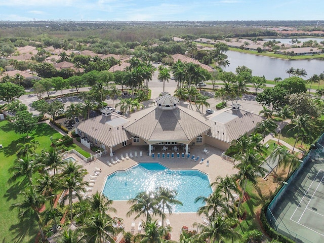 8351 Mastic Cay, West Palm Beach, FL 33411 - drone / aerial view of a pool and a large body of water