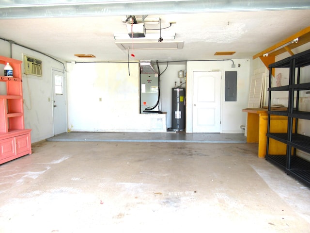 334 Brookedge Ter, Sebastian, FL 32958 - garage with water heater, electric panel, heating unit, and a garage door opener
