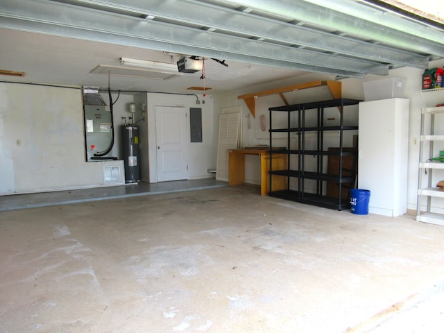 334 Brookedge Ter, Sebastian, FL 32958 - garage with electric water heater, a garage door opener, electric panel, and heating unit