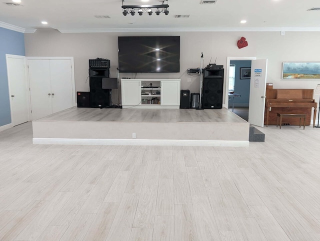5229 Lakefront Blvd Unit A, Delray Beach, FL 33484 - unfurnished living room with crown molding, light wood-style flooring, and recessed lighting