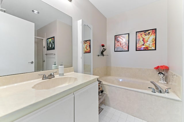 8178 Mooring Cir, Boynton Beach, FL 33472 - full bath with vanity, a garden tub, tile patterned floors, and a shower stall