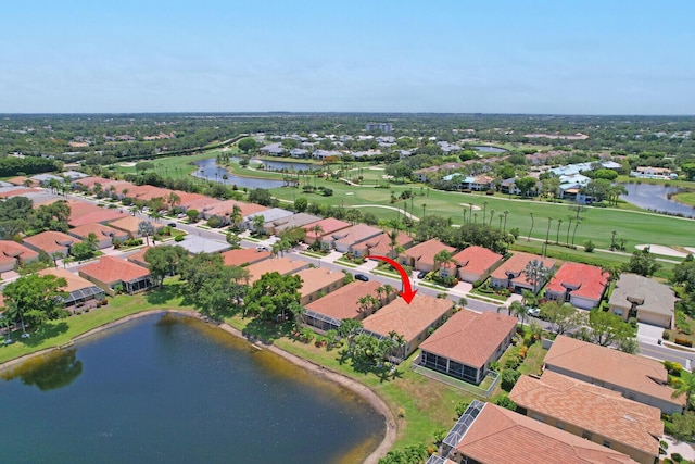 7144 Demedici Cir, Delray Beach, FL 33446 - aerial view of property and surrounding area featuring nearby suburban area, a nearby body of water, and a local golf course
