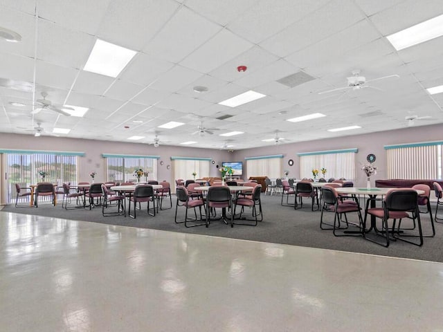 1744 Lakefront Blvd Unit C, Fort Pierce, FL 34982 - dining area with a ceiling fan, a drop ceiling, and tile patterned floors