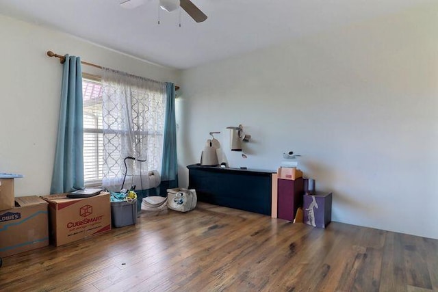 12022 W Greenway Dr Unit 201, Royal Palm Beach, FL 33411 - office area featuring a ceiling fan and wood finished floors