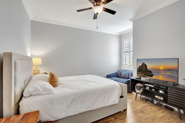 202 Isle Verde Way, Palm Beach Gardens, FL 33418 - bedroom featuring ornamental molding, wood finished floors, and ceiling fan